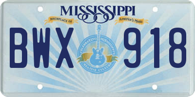 MS license plate BWX918