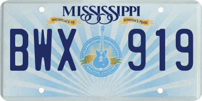 MS license plate BWX919