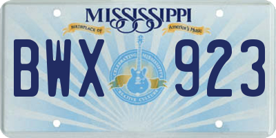 MS license plate BWX923