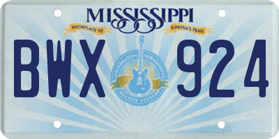 MS license plate BWX924