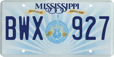 MS license plate BWX927