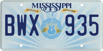 MS license plate BWX935