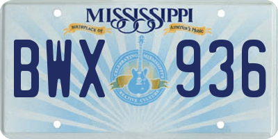MS license plate BWX936