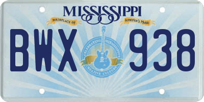 MS license plate BWX938