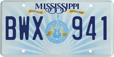 MS license plate BWX941