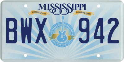 MS license plate BWX942