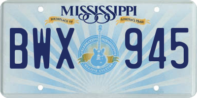 MS license plate BWX945