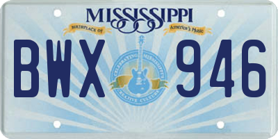 MS license plate BWX946