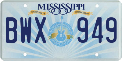 MS license plate BWX949