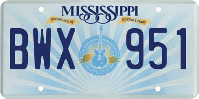 MS license plate BWX951