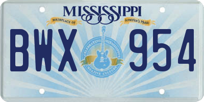MS license plate BWX954