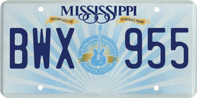 MS license plate BWX955