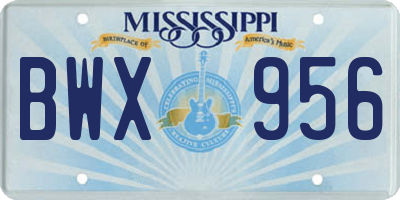 MS license plate BWX956