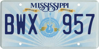 MS license plate BWX957