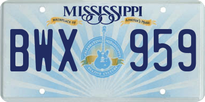 MS license plate BWX959