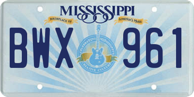 MS license plate BWX961