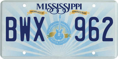 MS license plate BWX962