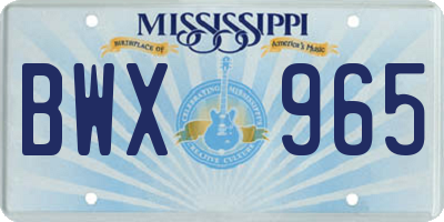 MS license plate BWX965