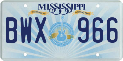 MS license plate BWX966