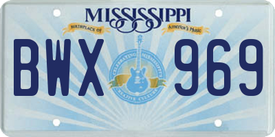 MS license plate BWX969