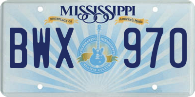 MS license plate BWX970