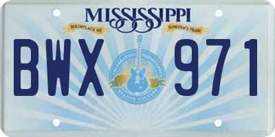 MS license plate BWX971