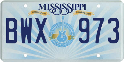 MS license plate BWX973