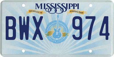 MS license plate BWX974