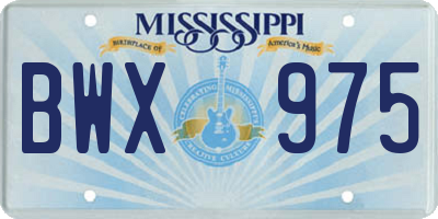 MS license plate BWX975