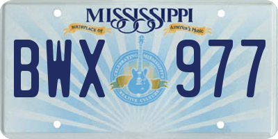 MS license plate BWX977