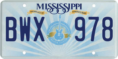 MS license plate BWX978