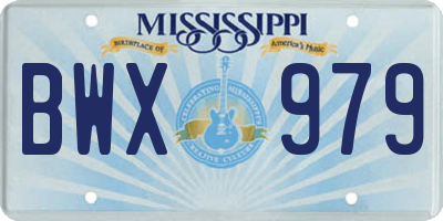 MS license plate BWX979