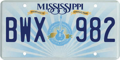 MS license plate BWX982