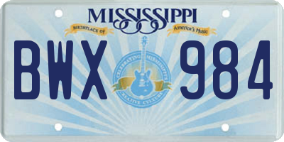 MS license plate BWX984