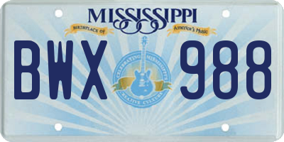 MS license plate BWX988