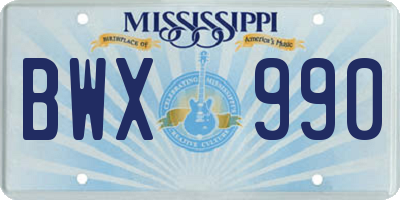 MS license plate BWX990