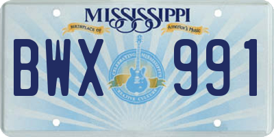 MS license plate BWX991