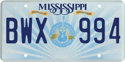 MS license plate BWX994