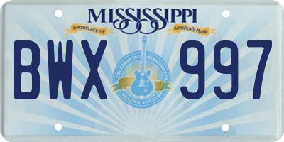 MS license plate BWX997