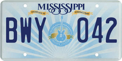 MS license plate BWY042