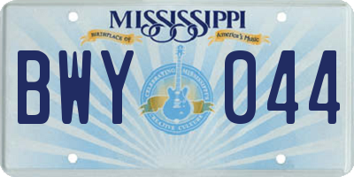 MS license plate BWY044