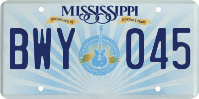 MS license plate BWY045