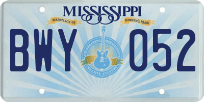 MS license plate BWY052