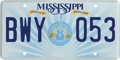MS license plate BWY053