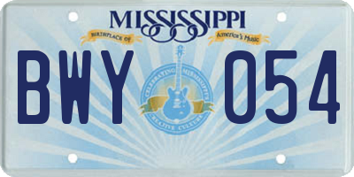 MS license plate BWY054