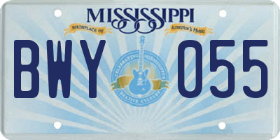 MS license plate BWY055