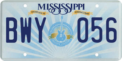 MS license plate BWY056
