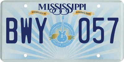 MS license plate BWY057