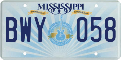 MS license plate BWY058