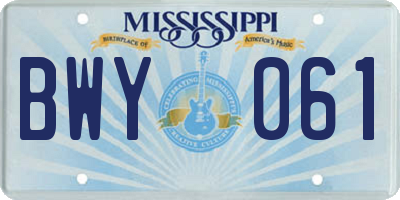 MS license plate BWY061
